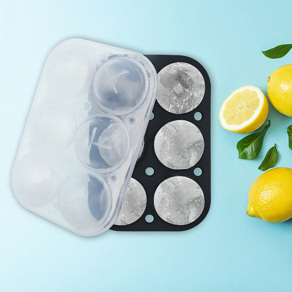 Benhaida New Arrival Reusable Cocktails Ice Sphere Tray Whisky Ice Ball Maker Easy Release Silicone Round Ice Cube Mold with Lid