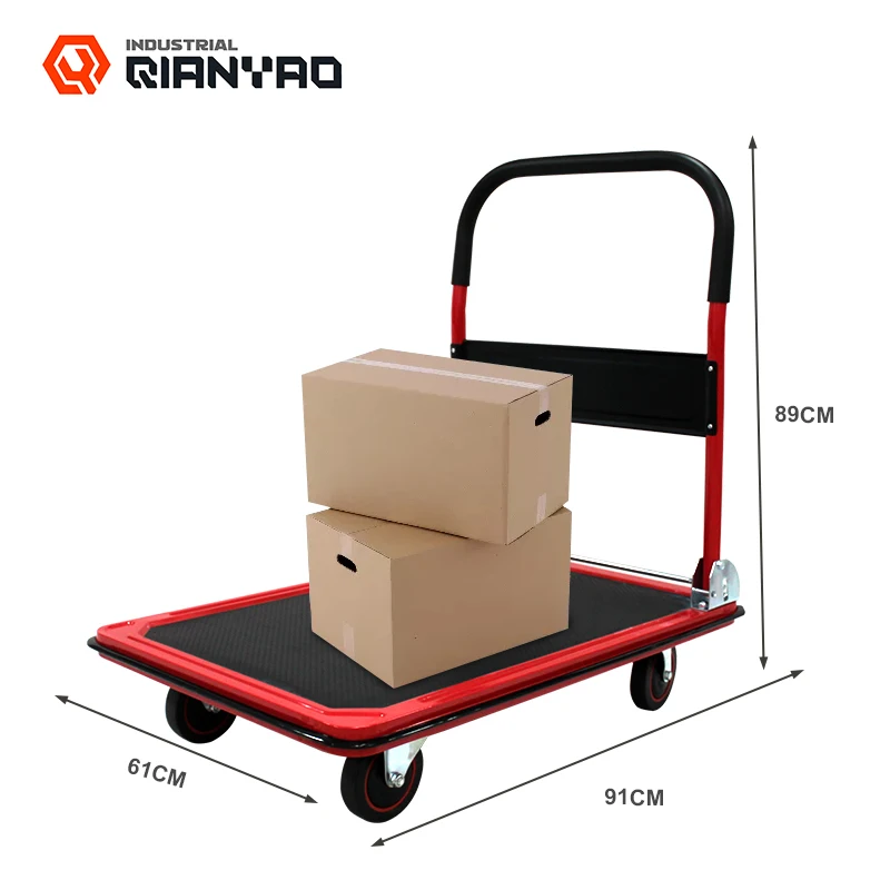 150kgs 300kgs China factory warehouse heavy duty plastic platform foldable trolleys hand truck hand push carts