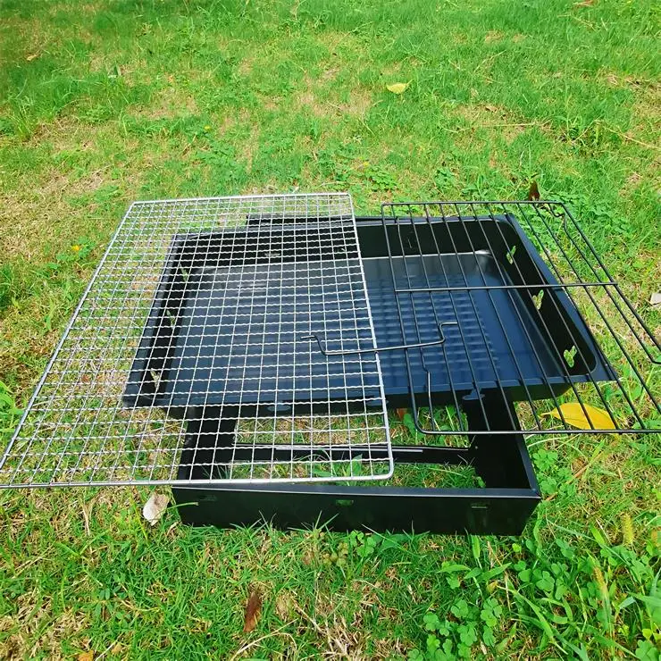 Outdoor charcoal household folding barbecue grill grill full set of tools stove black steel stove