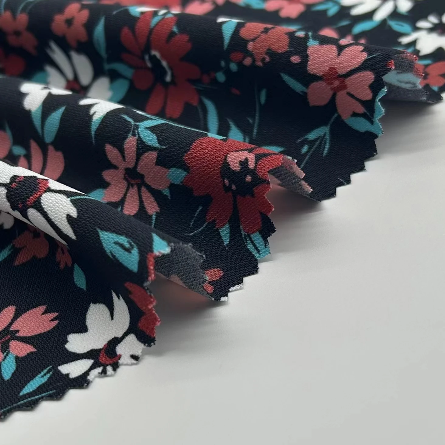 Print dobby fabric crepe fabric recycled polyester chiffon fabric flower for dresses clothing