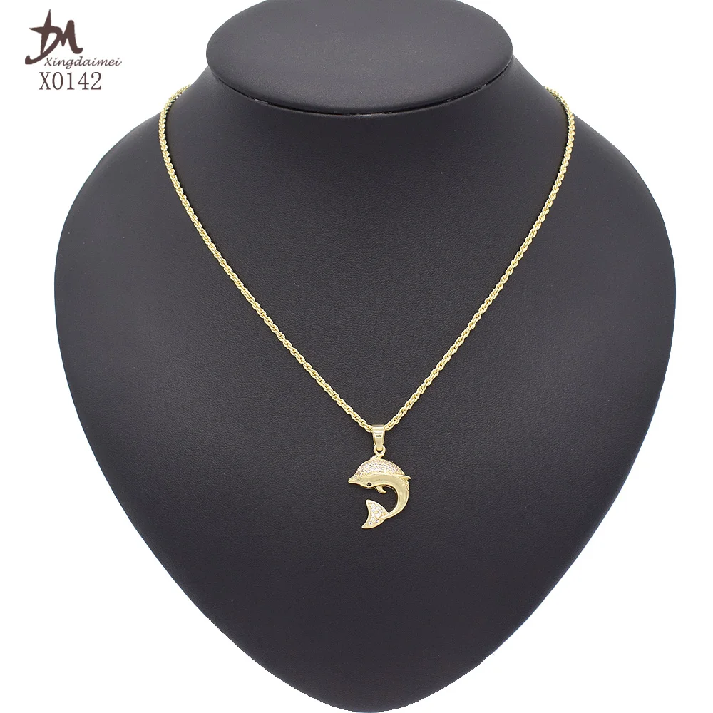 X0142 High quality zircon  pendant necklace Dolphin necklace