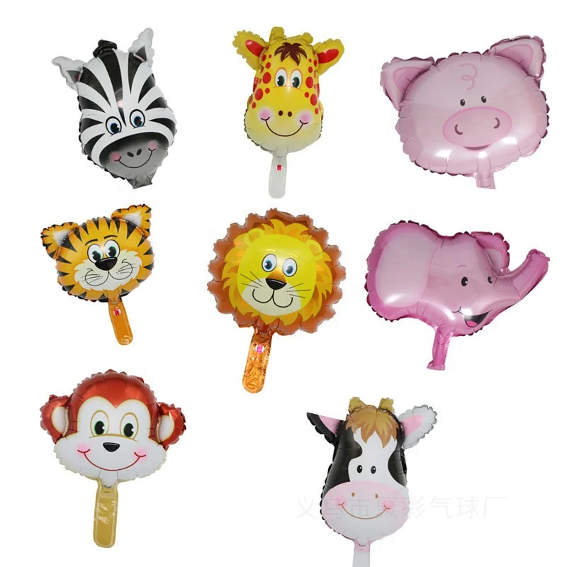 hot sale mini Jungle Animal Tiger Lion Monkey Zebra Giraffe Cow horse Air Helium Balloon Kids Birthday Party Decoration