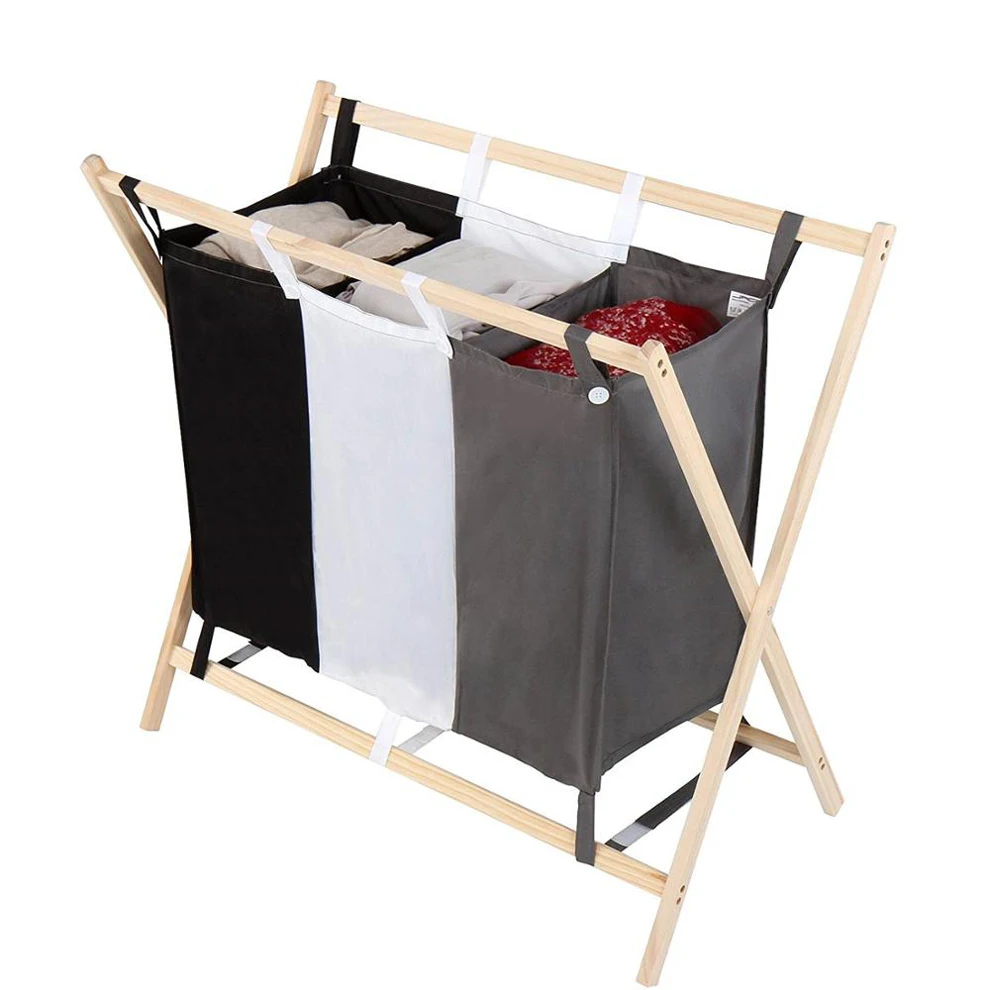 Большой водонепроницаемый тройной Органайзер 143L, прочная бамбуковая корзина для белья с 3 отделениями