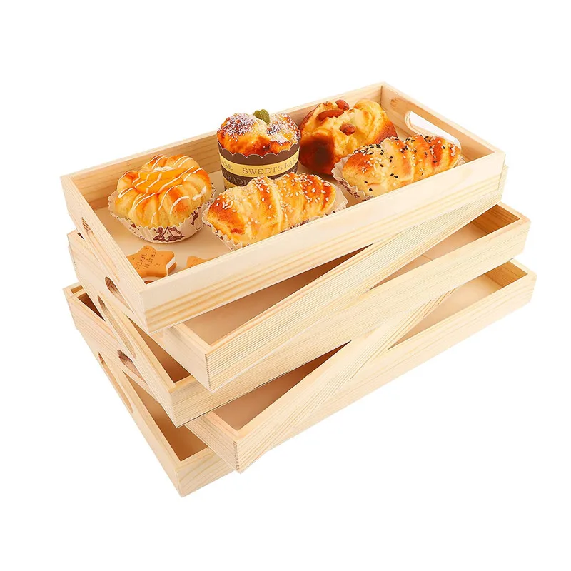 
Rectangle sofa arm bed tray table wood food tray with handle 