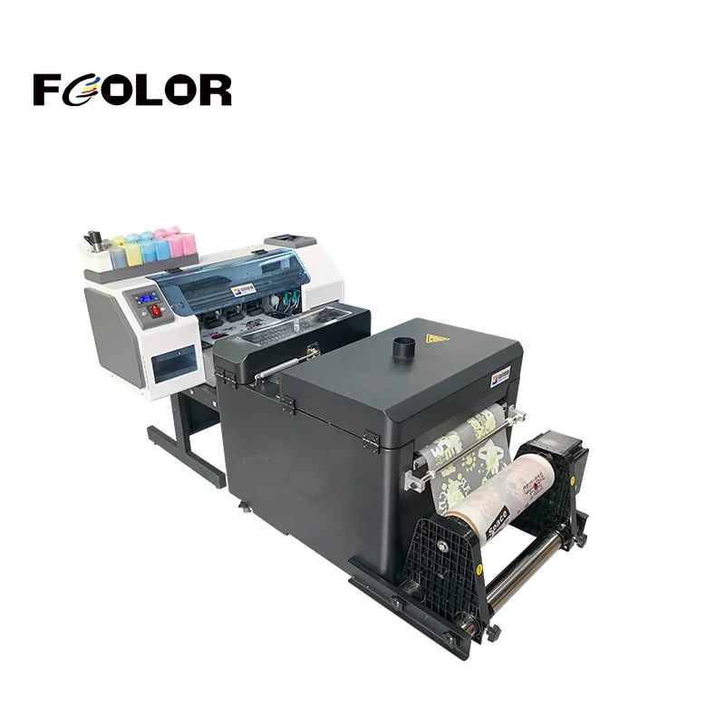 FCOLOR DTF Printer T-shirt Heat Transfer Paper Film Printing Machine DTF Printer 2 Head Automatic Powder Recycling