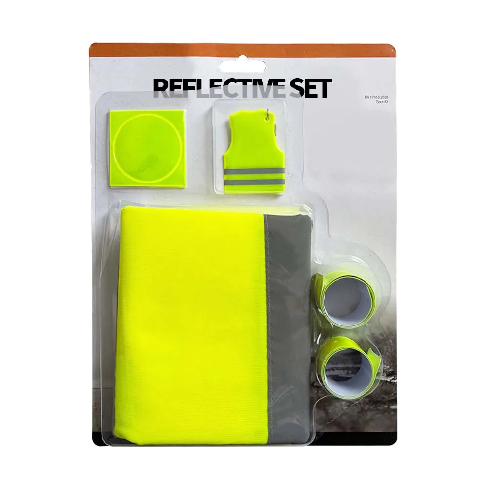 HCLITE Custom Logo Safety Vest Keychain Prismatic Sticker Sport Reflective PVC Clap Arm Band Set