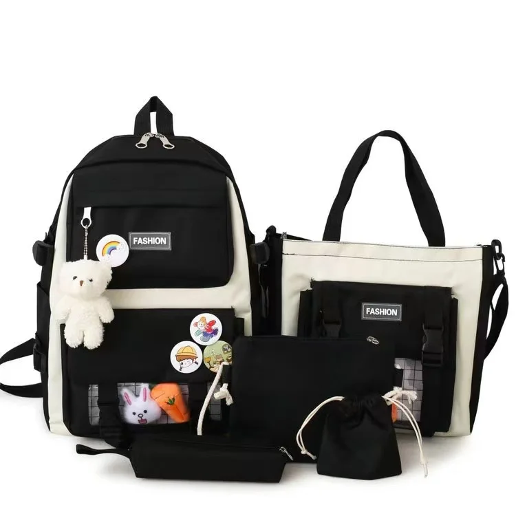 New waterproof backpack 5, with pencil case, lightweight backpack backpack set, with wallet