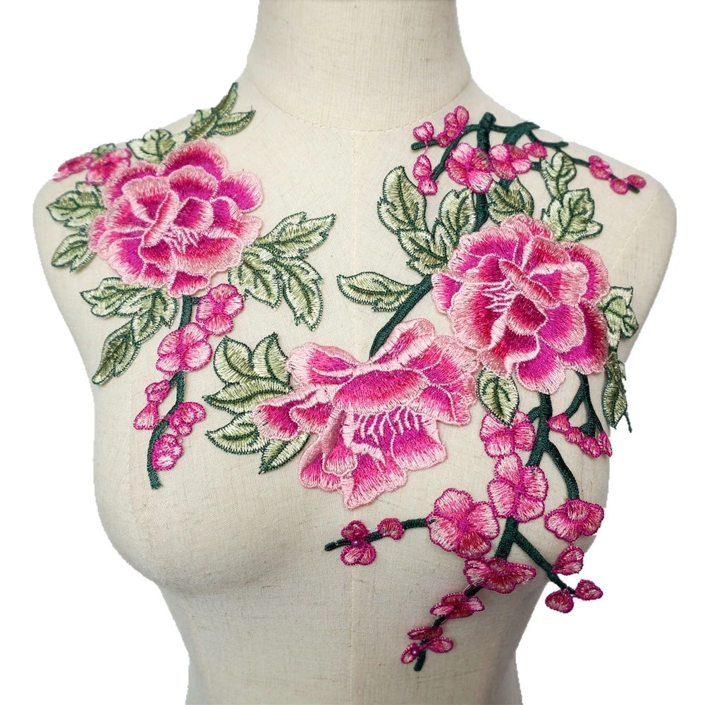 Custom Applique Patch Rose Embroidery Iron On Flower Appliques Patches for Sewing, Clothing, Scrapbooking Decorative
