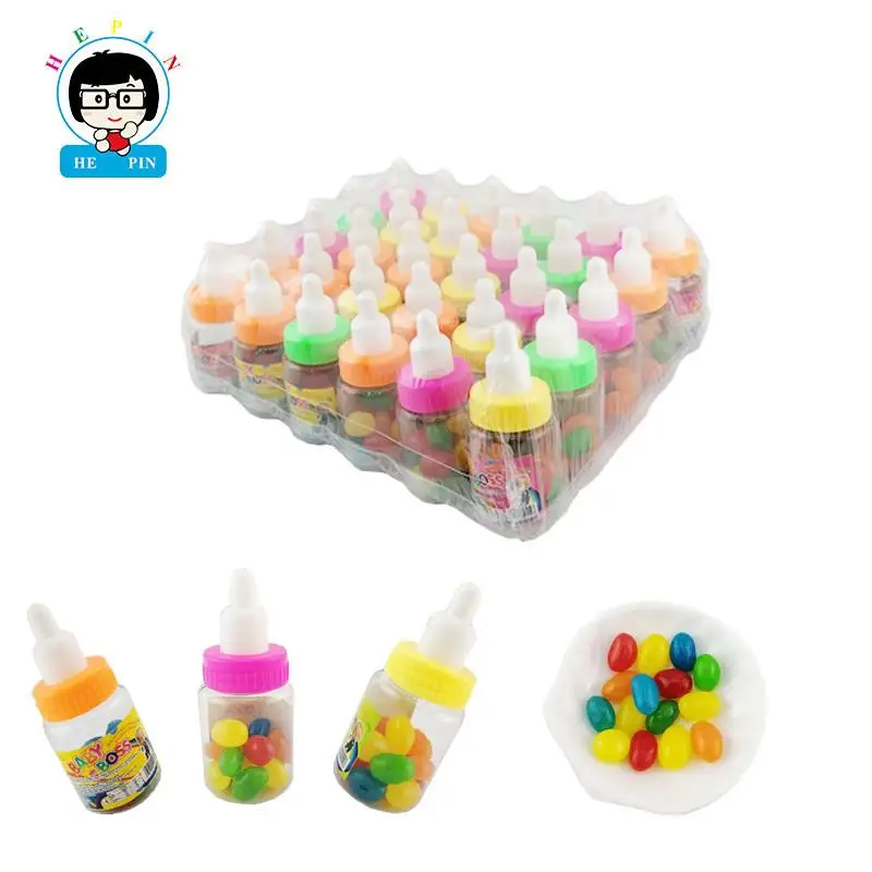 colorful cheap sweet jelly bean fruit soft jelly bean candy in nipple bottle