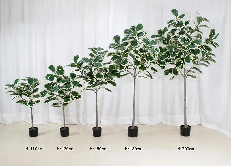 Senmasine Fake Ficus Lyrata Plants White Artificial Fiddle Leaf Tree For Indoor Outdoor Farmhouse Home Decor