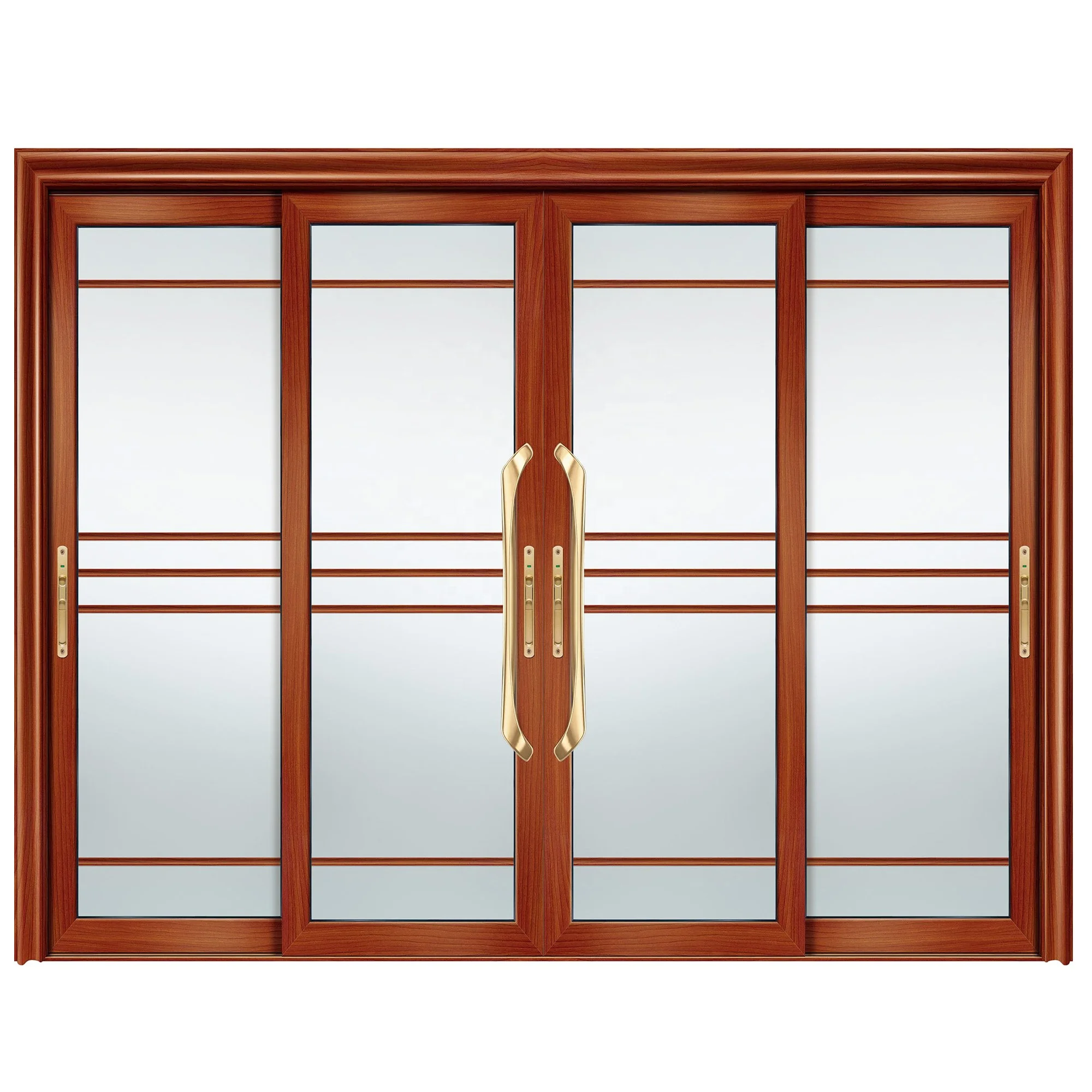Wood color aluminum sliding door for living room / balcony door