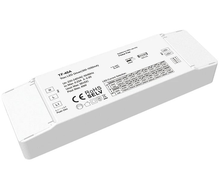 SKYDANCE 30W/40W 150-900mA 350-1050mA CC Triac Dimmable LED Driver 100-240VAC Phase Cut Dimming Power Supply 9-45VDC