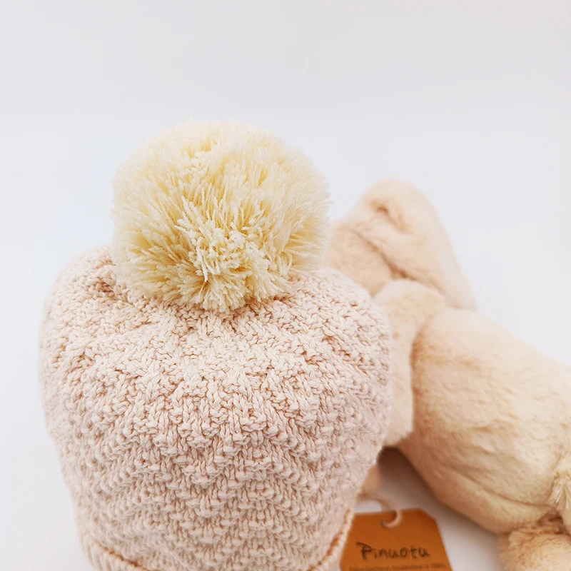 Pinuotu Baby Knitted Beanie Warm Kids Toddler Knitwear Pure Cotton Newborn Baby Neutral Winter Hats Soft Pom Crochet Beanies