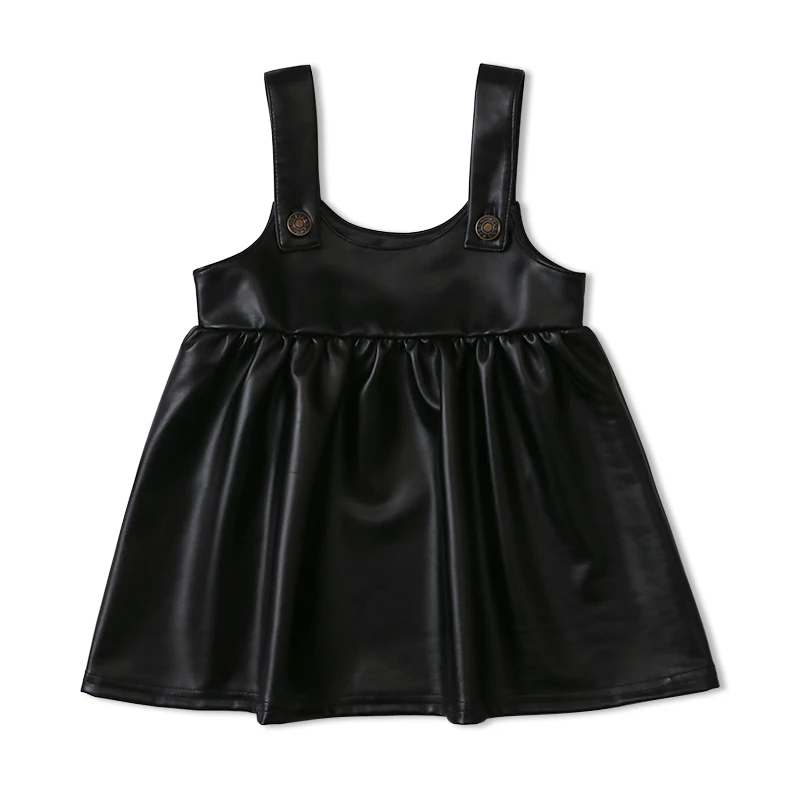 
Boutiques Girls Suspender Skirt Strap Leather Dress Summer Trendy Tube Top Baby Soft Children Dress 