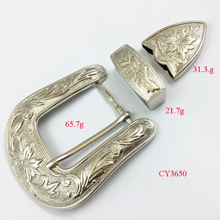 Wholesale 40mm inner width classical 3 piece western belt buckle set
