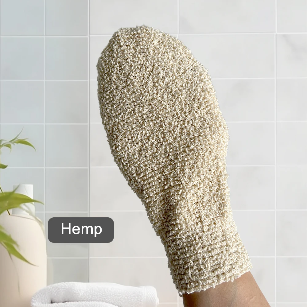 Private label plant-based deep exfoliation gloves the spa sisal bath glove black exfoliating mitts for men
