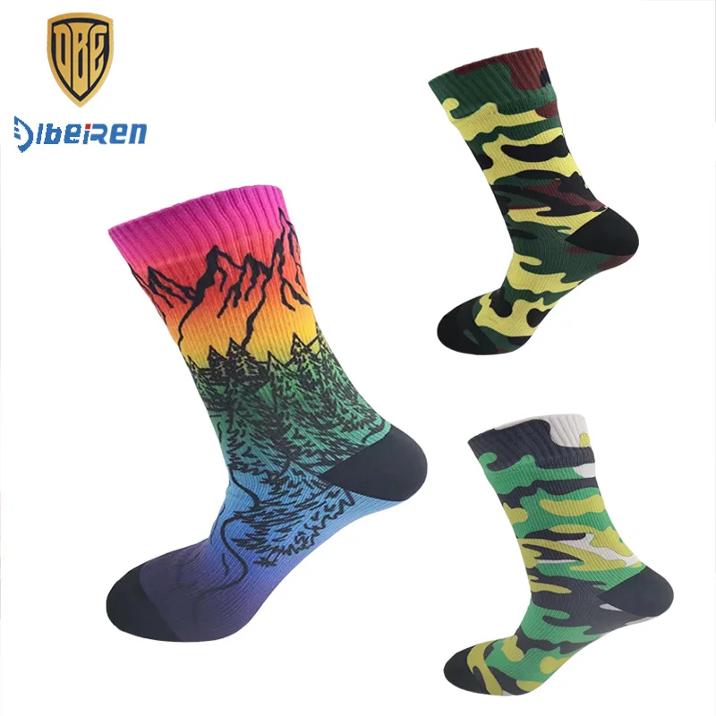 100% Waterproof Socks OEM Outdoor Running Riding Sport Breathable Men Woman wudu socks waterproof Digital Printing