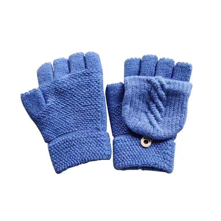 Winter Warm Yarn With Mitten Cover Knit Convertible Fingerless Glove