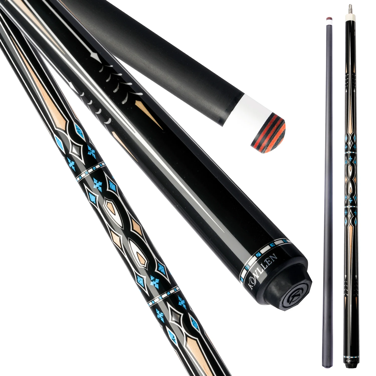 KONLLEN Billiards Carbon Fiber 3 Cushion Carom Cue Stick 142cm Technology 3*8/8 Radial Pin Joint Carbon Fiber Inlay Libre Cue
