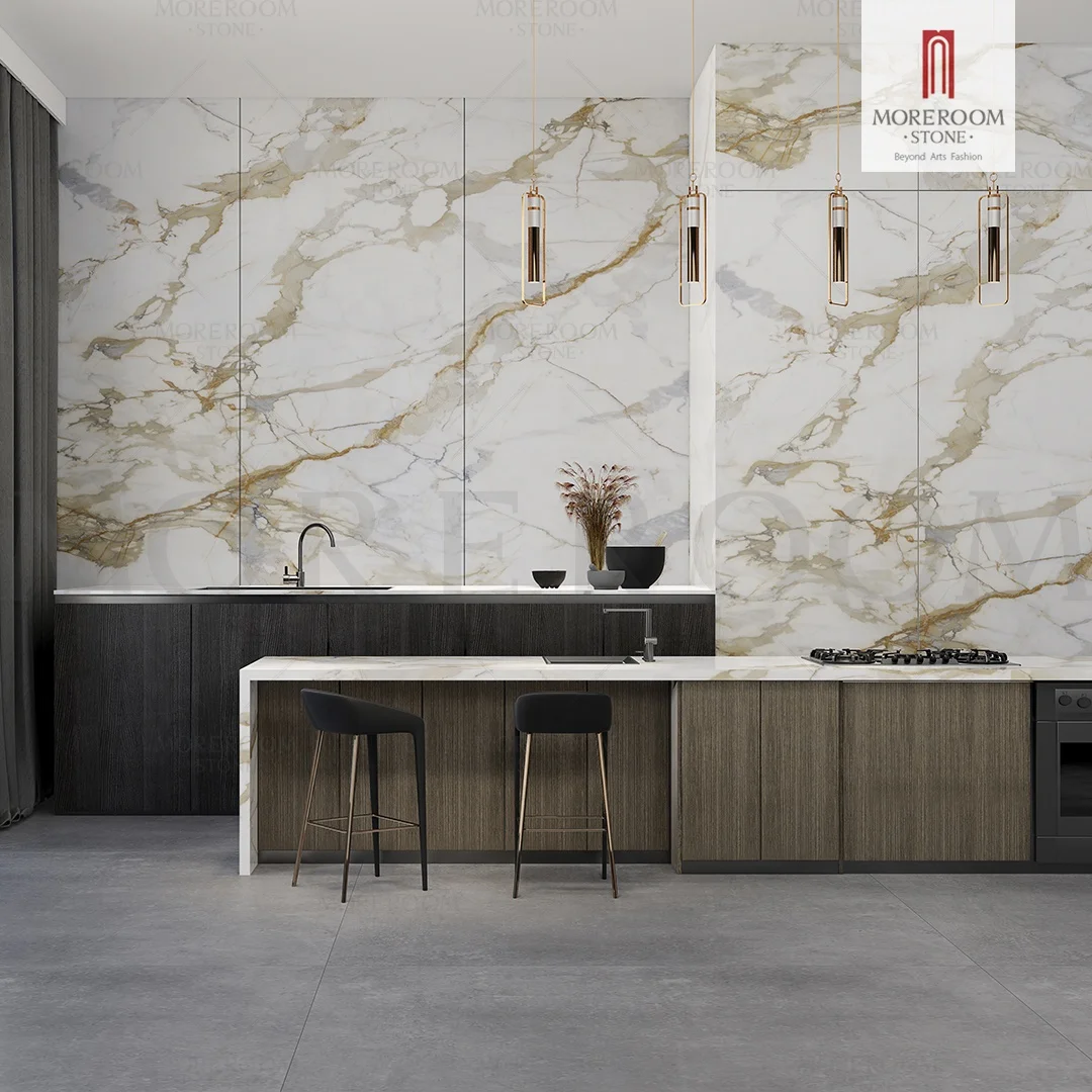 Moreroom Large Size Calacatta Gold Sintered Stone For Wall