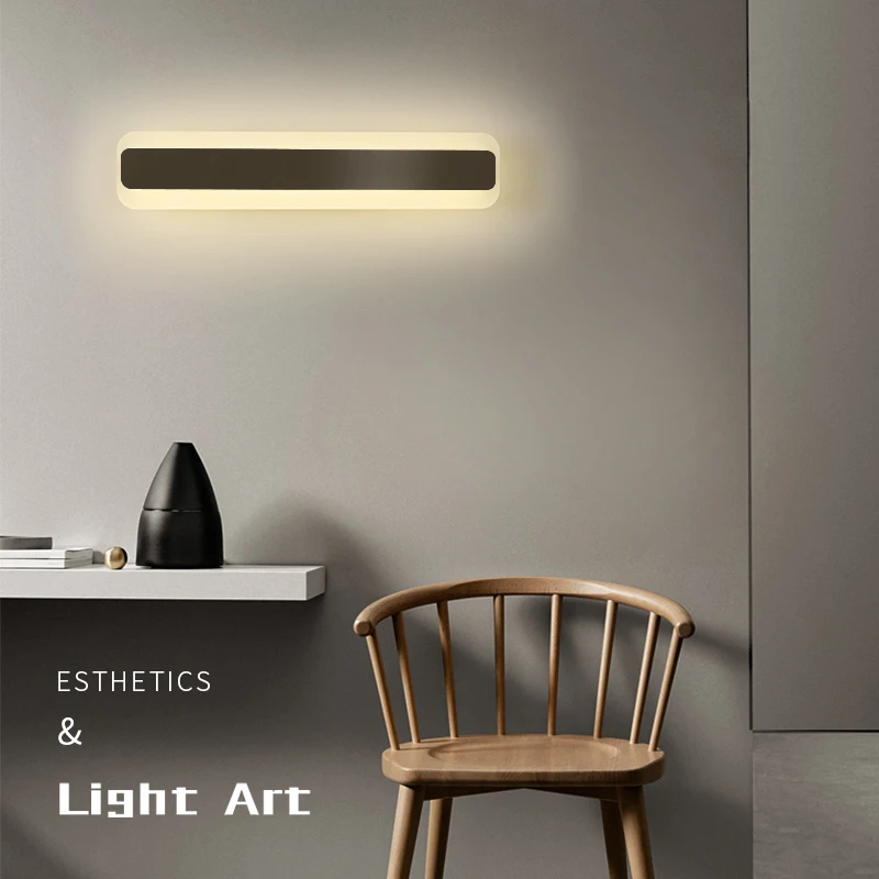 Nordic living room bedroom bedside reading light aisle staircase rectangular reflection acrylic LED modern indoor wall lamp