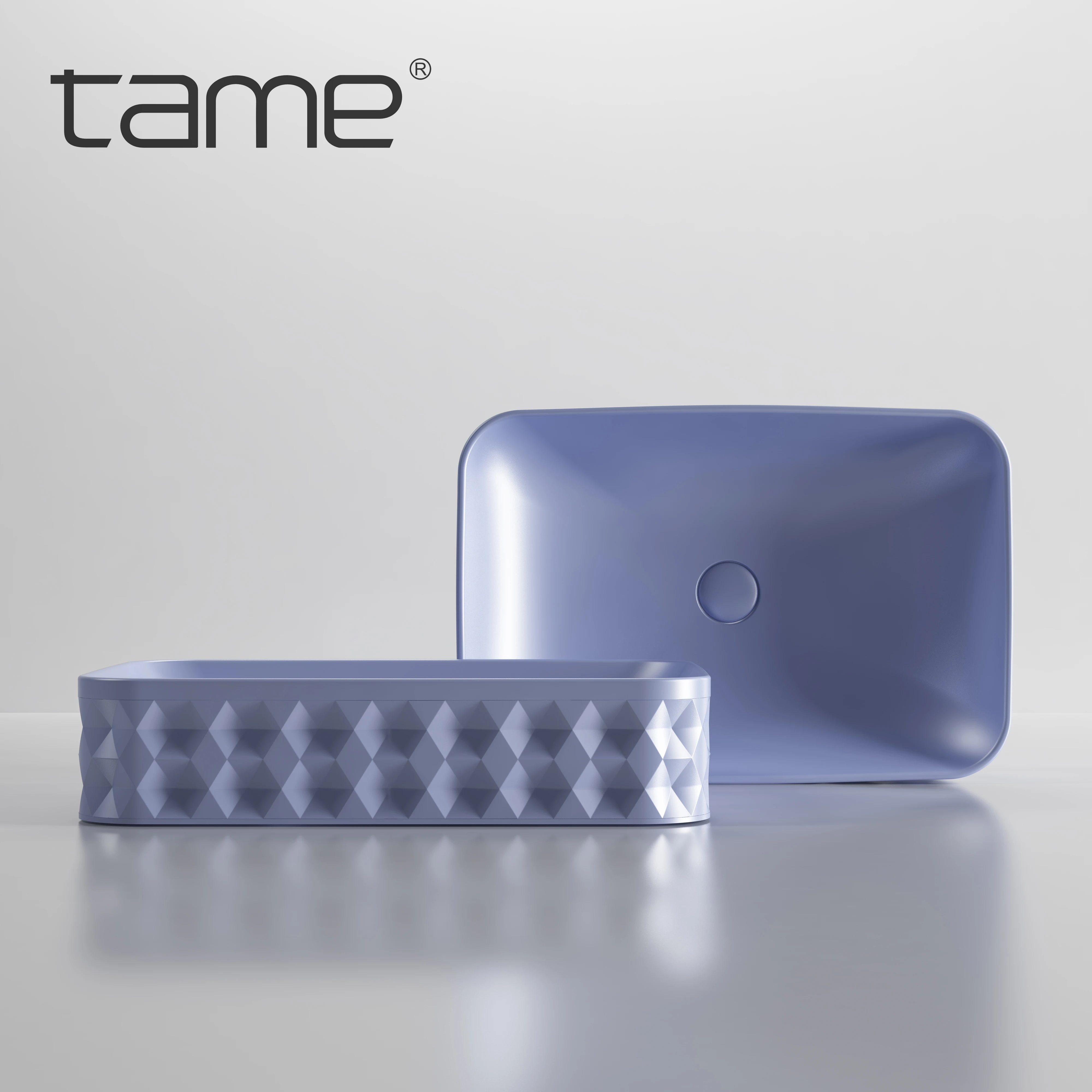 TAME PZ8531-P17 Sanitary Purple Vessel Top Counter Sink Rectangular Countertop Bathroom Ceramic Art Hand Wash Basin