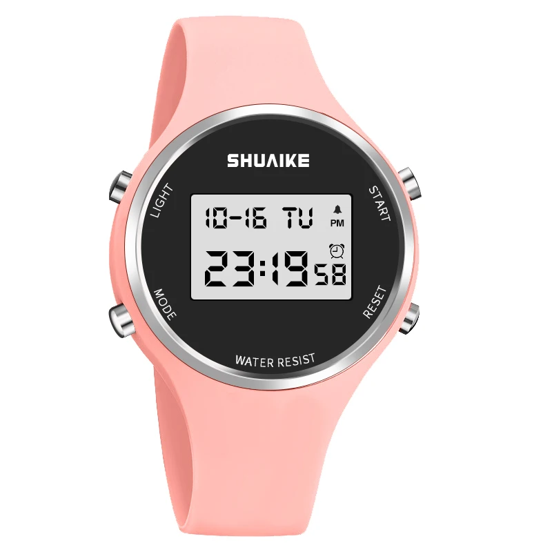 SHUAIKE New Style Fashion Girls Digital Watch LED Silicone Soft Strap Watch Ladies Waterproof Watch Wholesale