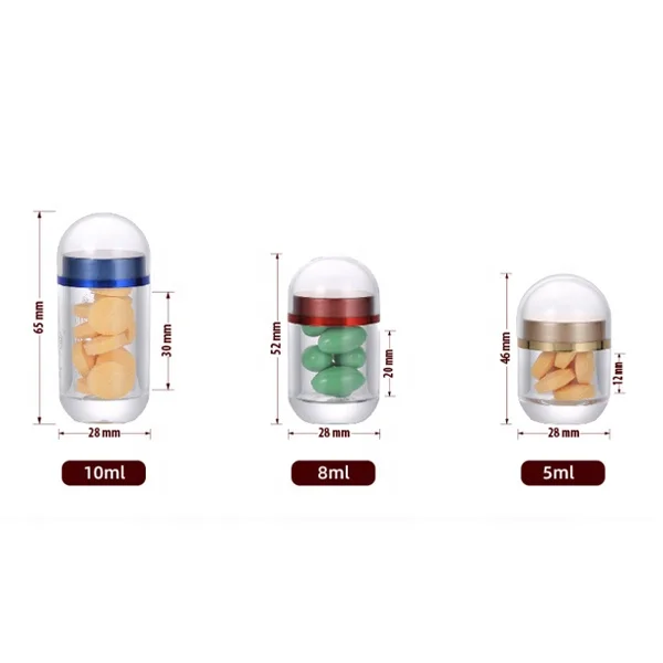 Small Acrylic Plastic Bullet Rocket Pill Storage Box Container  Acrylic Pill Box