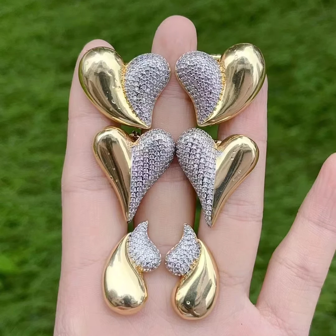 Gold plated brass earrings Heart star horseshoes earrings fashion jewelry for women trending products  new arrivals hot selling