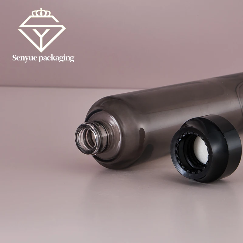 Chinese Manufacturer New Design Shape Glass Bottle And Cream Jars Empty Luxury Black Lotion Glass Bottles For Skin Care