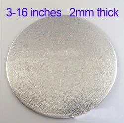 High quality 3 to 16 inch round strong cake card 2mm thick base silver paper cake board