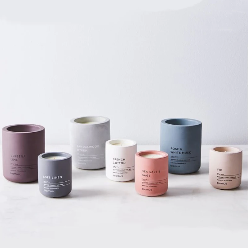 Luxury home decorative custom wedding gift box Soy wax concrete Ceramic Jar Scented Mini Candles