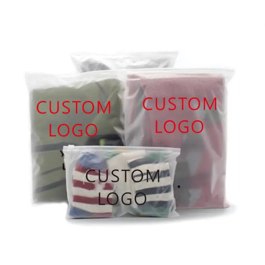 Wholesale Custom Frosted Zipper Zip lock Plastic Bags For Clothes Packaging With Your Logo