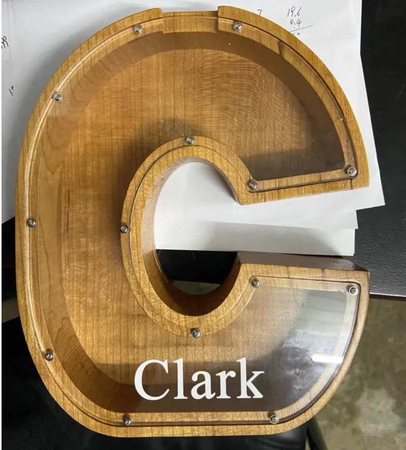 Custom Personalised Wooden Acrylic Funny Alphabet Letter Shaped Piggy Bank Money Saving Storage Box for Kids