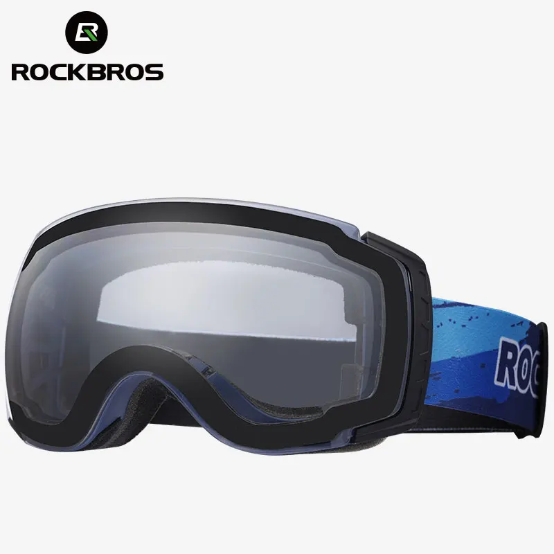 ROCKBROS зимние противотуманные лыжные очки, двухслойные мужские и женские очки для сноуборда, лыжные очки