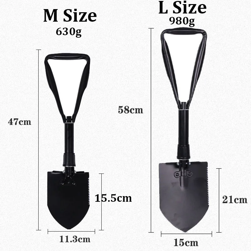 Backpacking Folding Shovel Carbon Steel Foldable Survival Spade with Carry Case