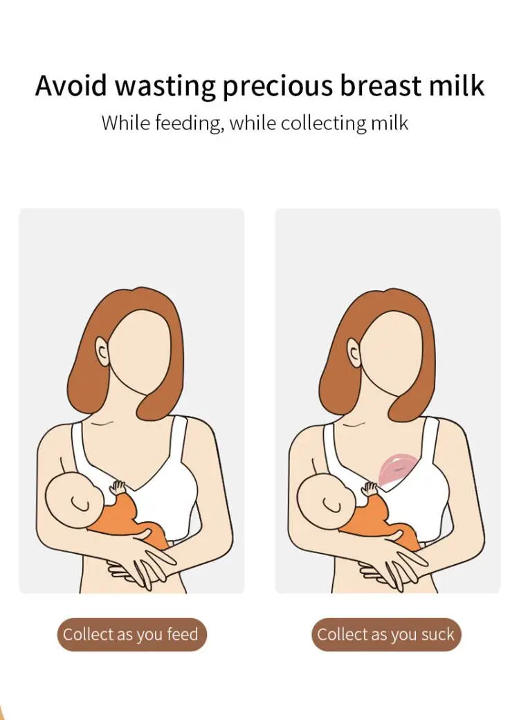 factory OEM custom New Design Food Grade hands free suction Breast Milk Collector Silicone wearable manual breast pump