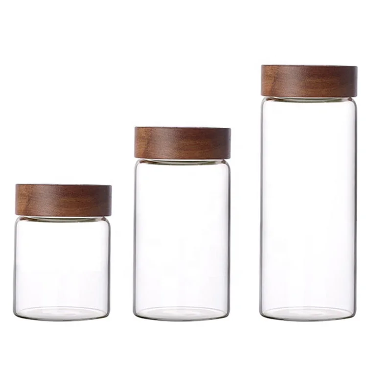 Wholesale empty jars glass round shaped storage glass food cookie jar