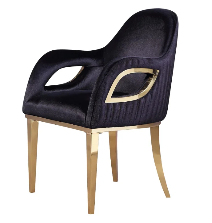 2023 Hot Sales Gold Stainless Steel Restaurant Chair Velvet Upholster Dining Chair For Hotel Restaurant Home