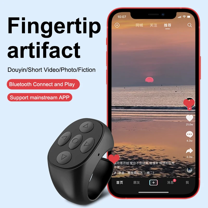 Bluetooth Page Turner Remote Control Camera Shutter Remote Take Photos and Record Videos
