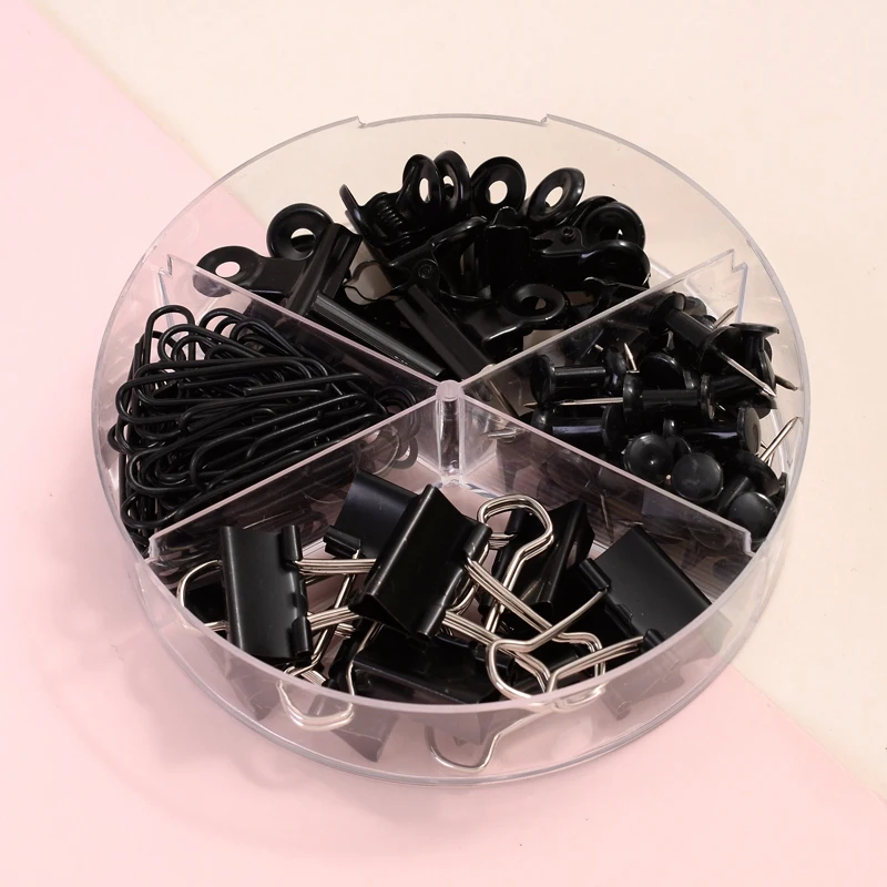 Factory Wholesale Custom Eco Friendly School Supplies 4 in 1 Accessory Paperclip Push Pin Mini Office Stationery Set Binder Clip