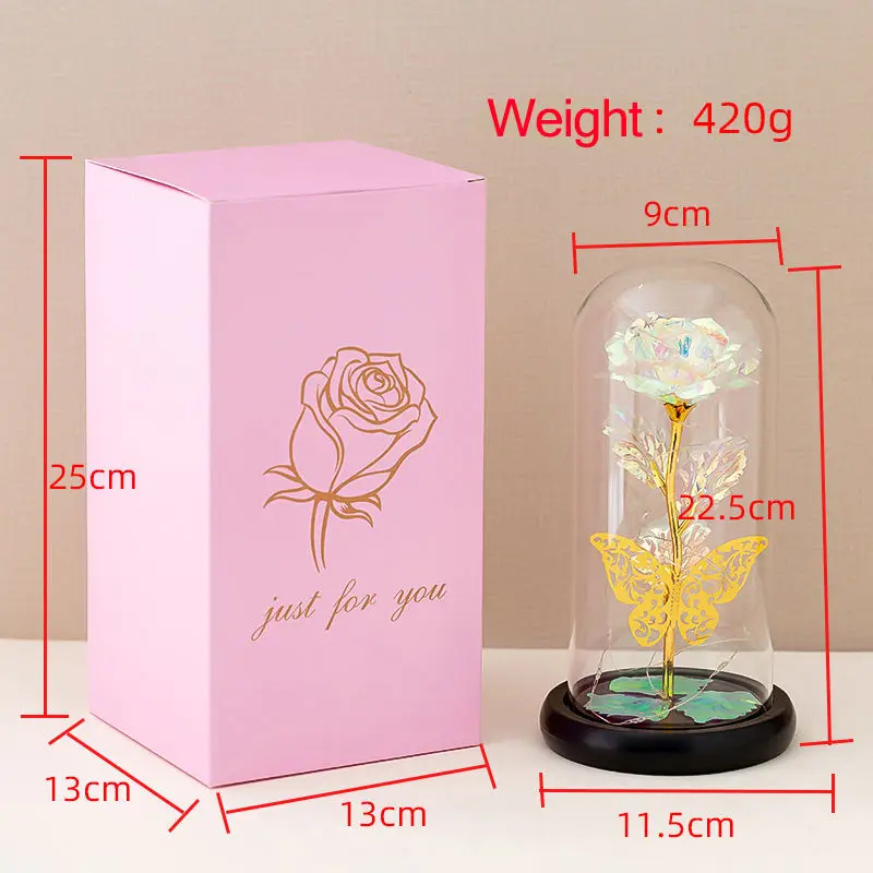 Valentines Day Gift Saint Valentine Gold Foil Rose With LED Light For Valentine Day