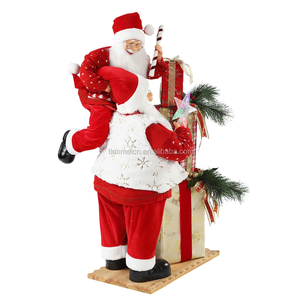 70/100cm Christmas Santa Claus with Lighting Gift Toy Ornament Decoration Festival Holiday Figurine Collection Traditional Xmas