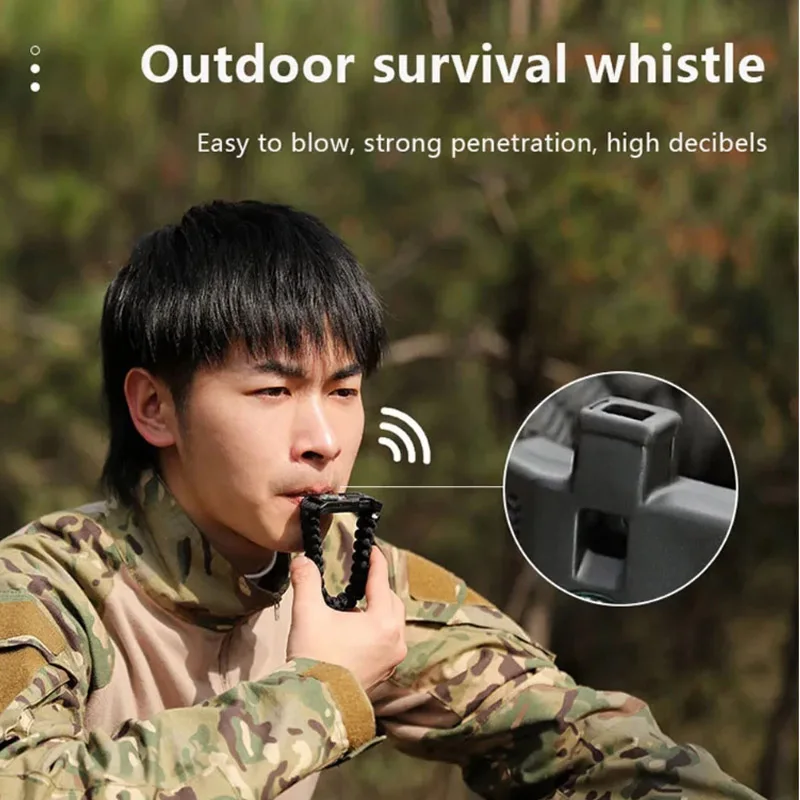 5 In 1 Multi-function Survival Paracord Bracelet Men Women Outdoor Camping Hiking Rescue Emergency Rope Bangles Compass Whistle