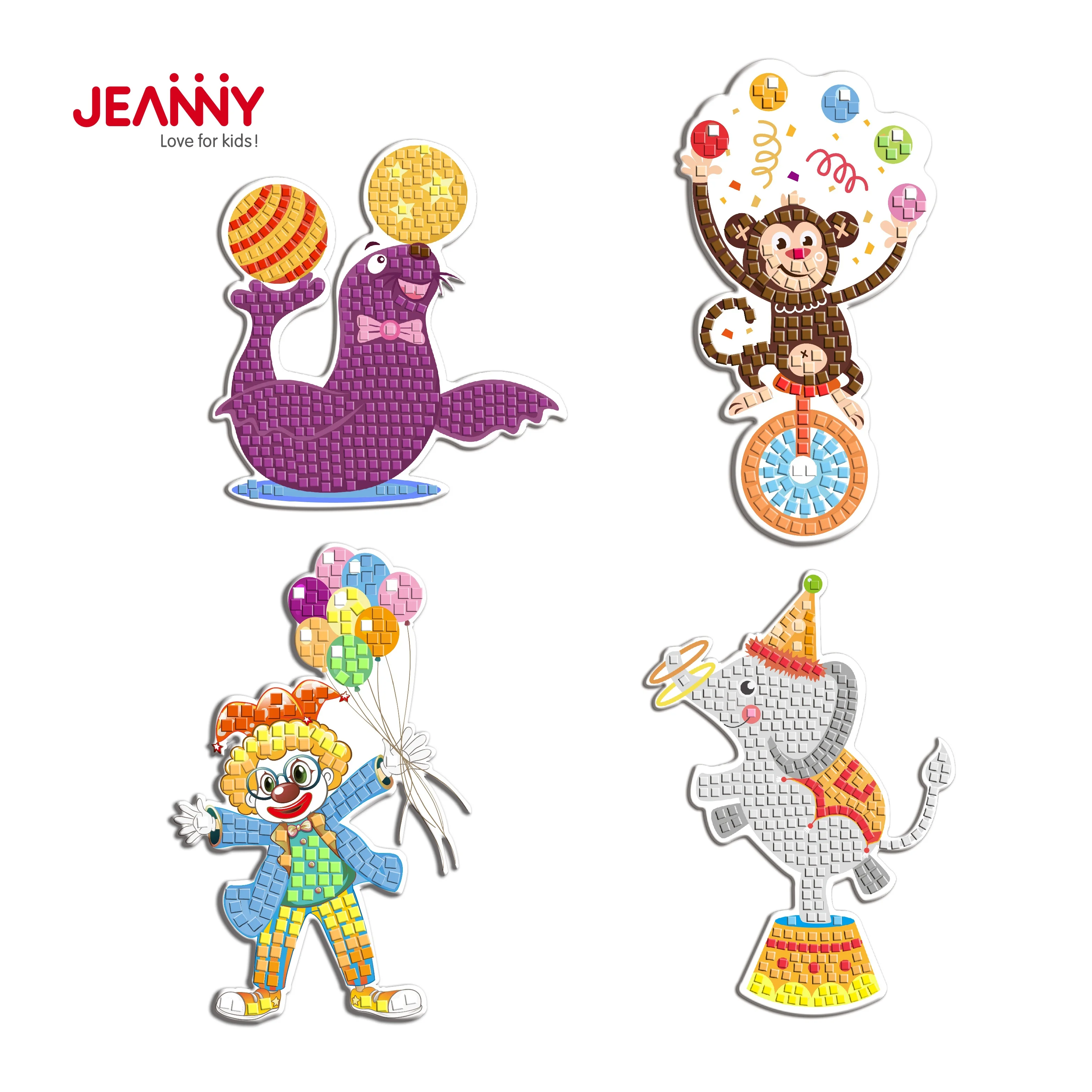 3D Cartoon Puzzle STEM Educational Supplies Children Circus Toys Mosaic Art Sticker For Kids