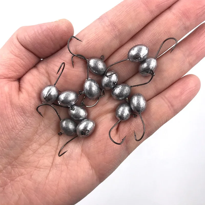 A018 Fishing Hook 10pcs/bag Jig Head Hook Soft Lure Bulk Small Metal Lead Jighead Mustad Barbed Hooks Lead Head In Stock