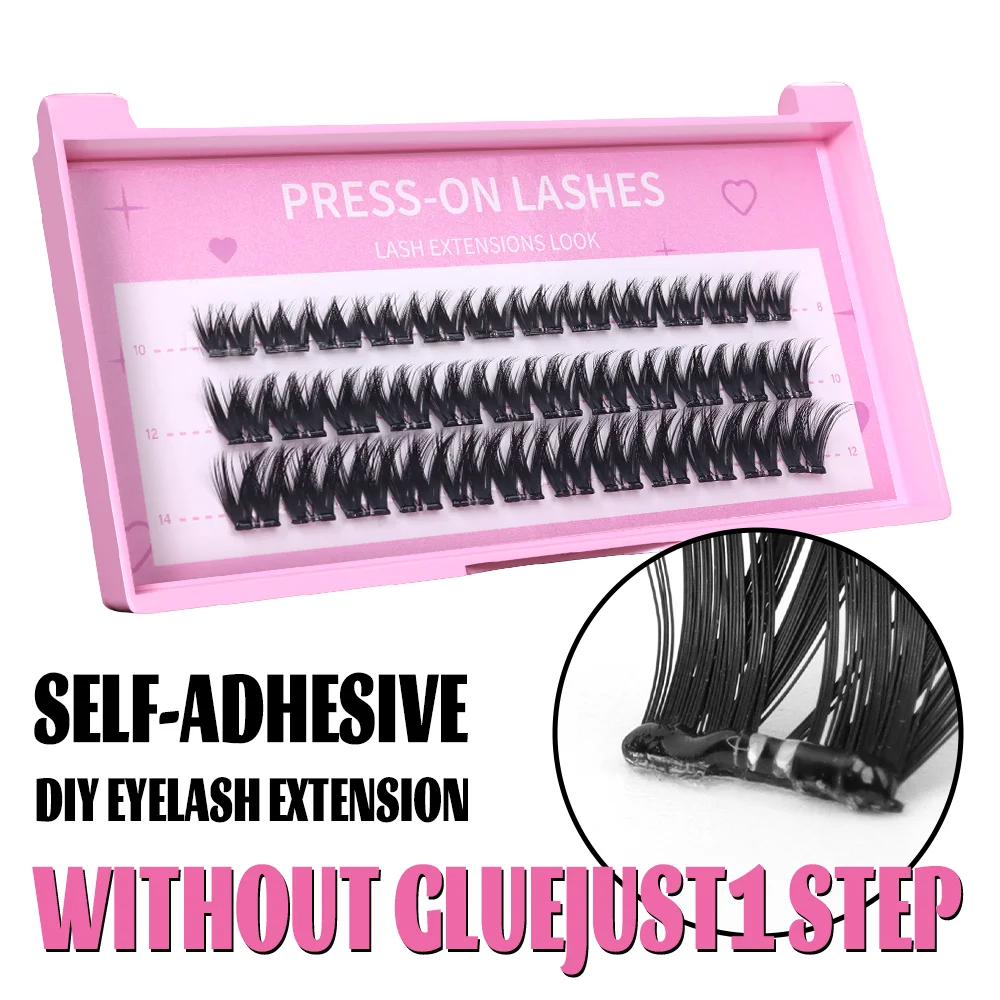 Handmade Adhesive Cluster Eyelash Natural 3D Press on Lashes No Glue Cluster Lashes Wholesale