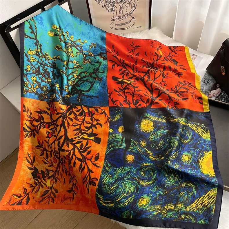 Wholesale Paisley Bandana Designer Luxury Style 90*90cm Satin Silk Hair Square Head Scarf