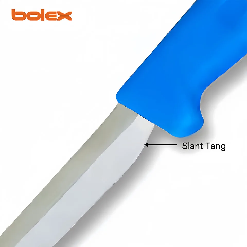 chef cook butcher knives with slant tangs colour coded handles for sharpening grinding rental exchange services grinders lines