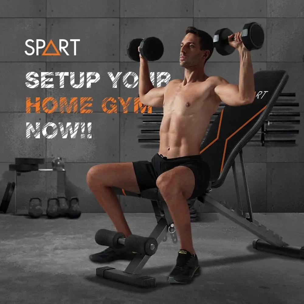 Commercial Weight Bench, Adjustable Workout Bench Press Set for Home Gym Strength Training, Incline Flat Decline Sit Up Bench